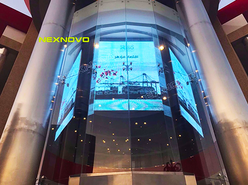沙特SABB银行办公室玻璃幕墙LED透明屏项目