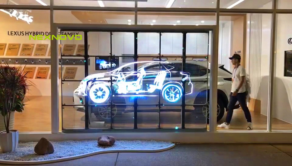 雷克萨斯品牌旗舰店LED透明橱窗显示屏项目(图3)