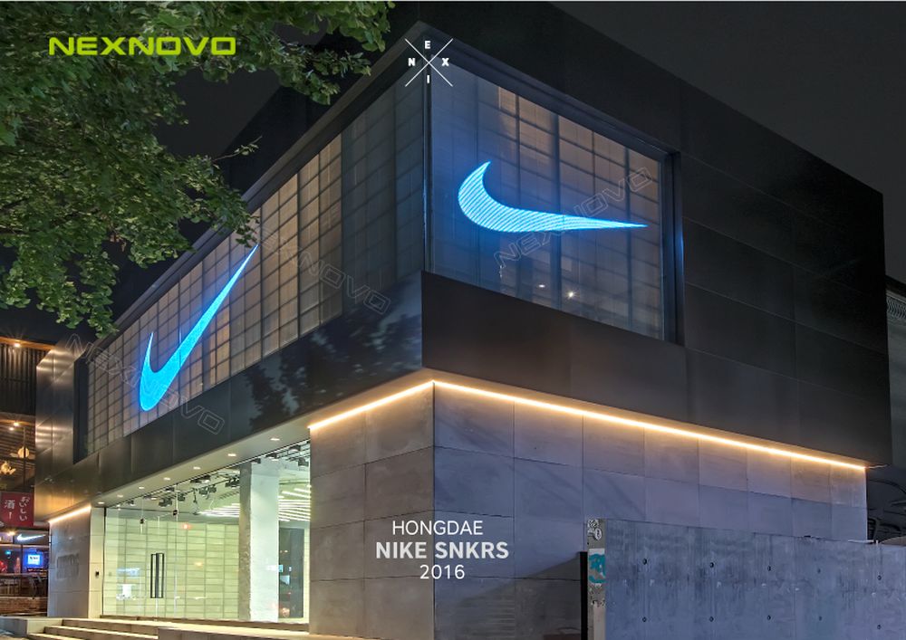 韩国NIKE旗舰店透明LED显示屏项目(图2)